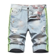 Zynviq Summer Shorts Mens Clearance Quick-Dry Striped Print Beach Shorts Denim Cargo Shorts