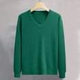 thumbnail image 1 of Zynviq Sweater Men V Neck Green Solid Oversized Long Sleeve Pullover Sweaters Mens Fall Sweater XL, 1 of 6