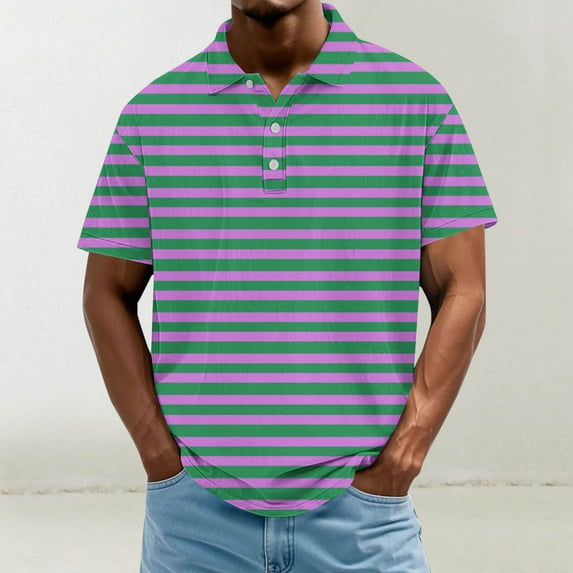 Zynviq Tennis Summer Shirts Men Short Sleeve Collared Stretch Striped Golf Shirts Tops for Men Trendy XL