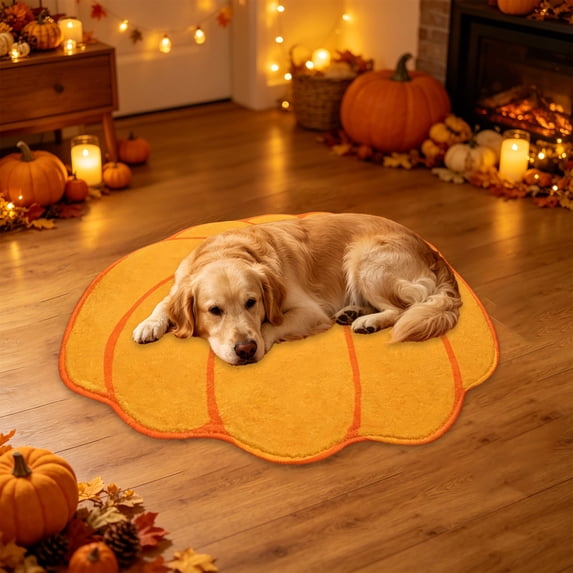 Zynviq Thanksgiving Area Rugs Pumpkin 31.5" X 19.7" Throw Rug Polyester Washable Novelty Orange Small Rug for Kitchen