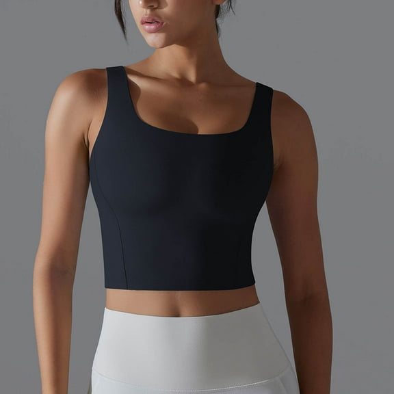 Zynviq Trendy Summer Tops Women Cropped Sleeveless Round Neck Shapewear Yoga Solid Tank Tops Shirts for Ladies L