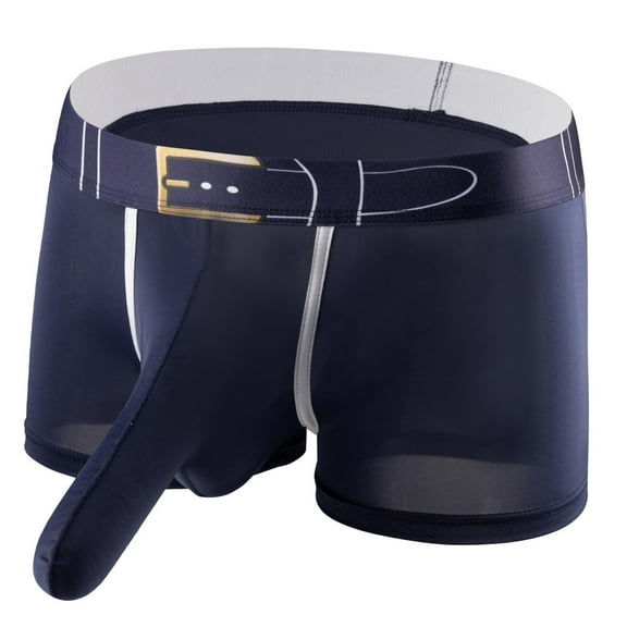 Zynviq Underwear Men Blue Stretchy Athletic Separate Pouch Soft Solid Breathable Boxer Briefs Men Briefs,M