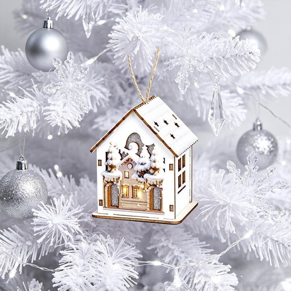 Zynviq White House Santa Sack and Gift Box Scene Lighted Decor for Christmas Village