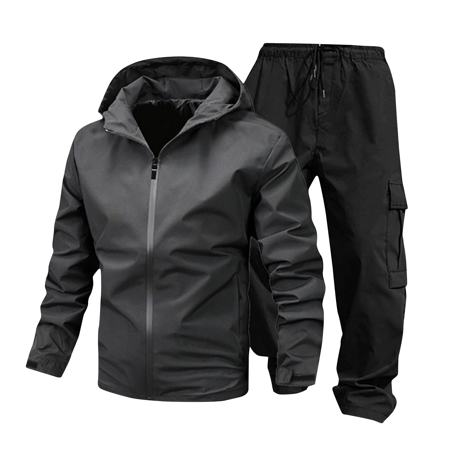Zynviq Windbreaker Suits for Men Hooded Cargo Pants Solid Jacket ...