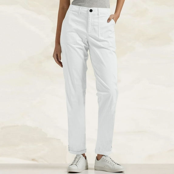 Zynviq Women Pants Casual Work Zipper Straight Leg Twill Solid Flat Front Pants Lady's Trousers under $15,L