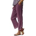 thumbnail image 1 of Zynviq Women Pants Elastic Waist Side Slit Straight Leg Solid Beach Pants Women Stylish Trousers,S, 1 of 6