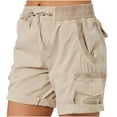 thumbnail image 1 of Zynviq Womens Casual Shorts High Rise Cotton Drawstring Elastic Loose Fit Solid Cargo Shorts Shorts for Lady L, 1 of 8