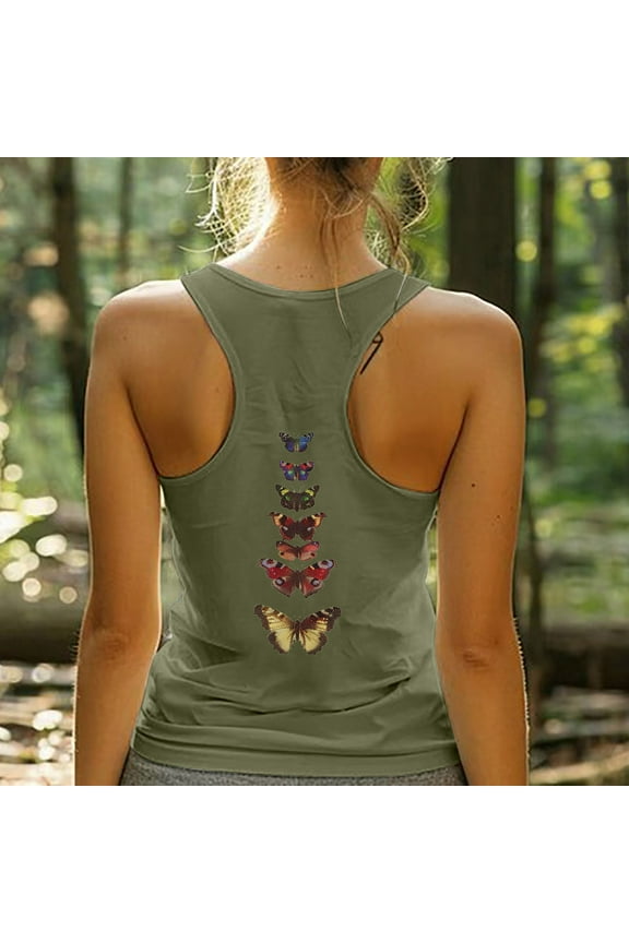 Womens Tank Tops Sleeveless Graphic Racerback Scoop Neck Gym Tank Tops Summer Tees for Women L
