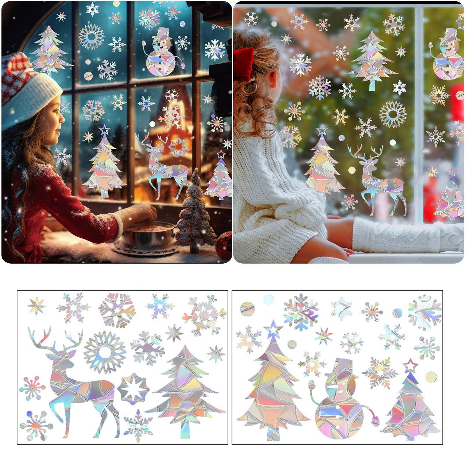 Zyooh Clearance Christmas Stickers Santa Snowman Glass Window ...