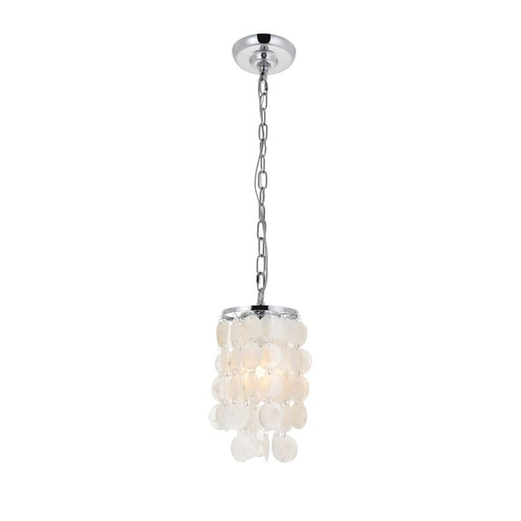 Zyphir 1 Light Pendant in Chrome and White