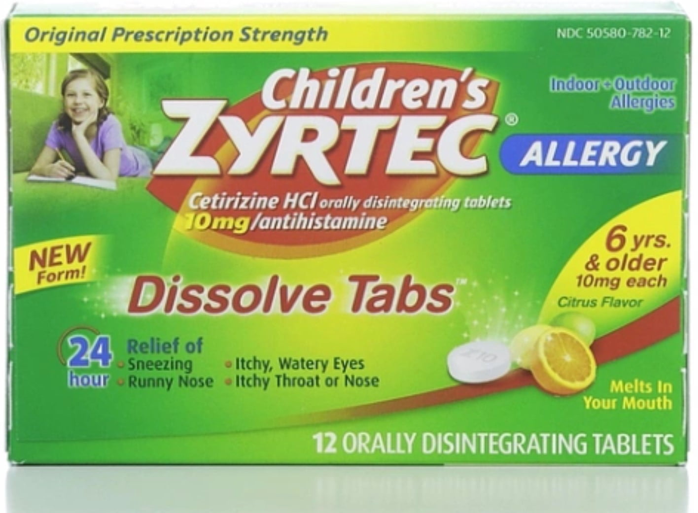 Zyrtec 24 Hour Allergy Dissolve Tablets, Citrus 12 ea (Pack of 2)
