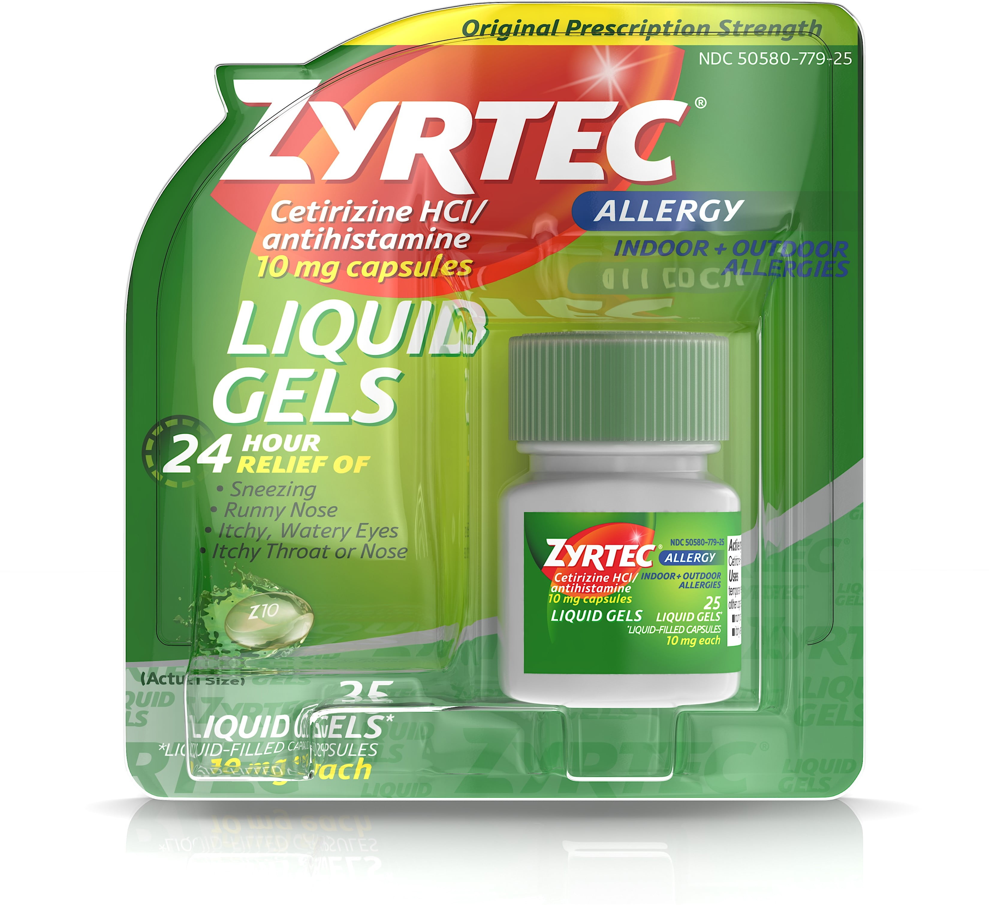 Zyrtec 24-Hour Allergy Relief, 10 mg, Liquid Gels 25 ea (Pack of 3)