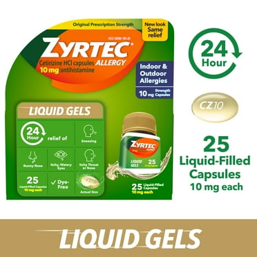 Zyrtec 24 Hour Allergy Relief Antihistamine Capsules, 25 count