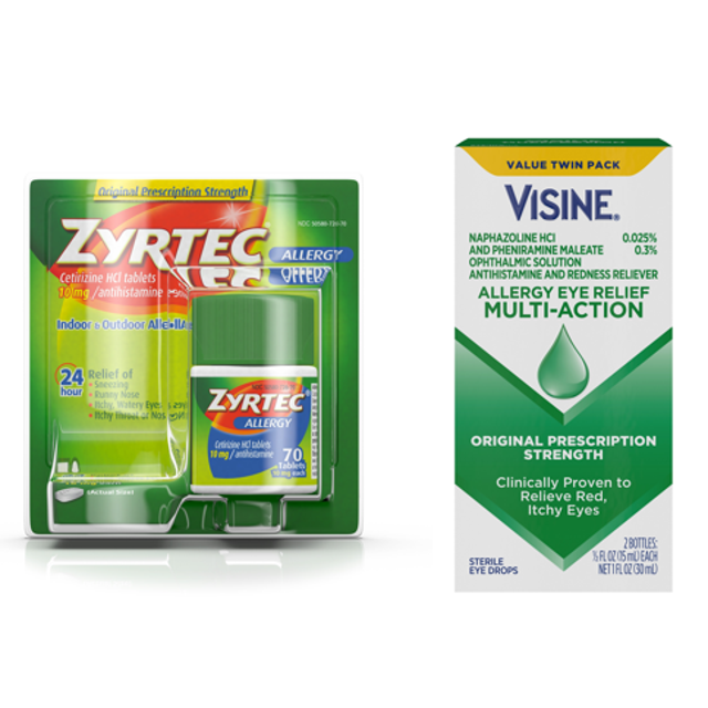 Zyrtec 24 Hour Allergy Relief Tablets and Visine Allergy Relief Multi