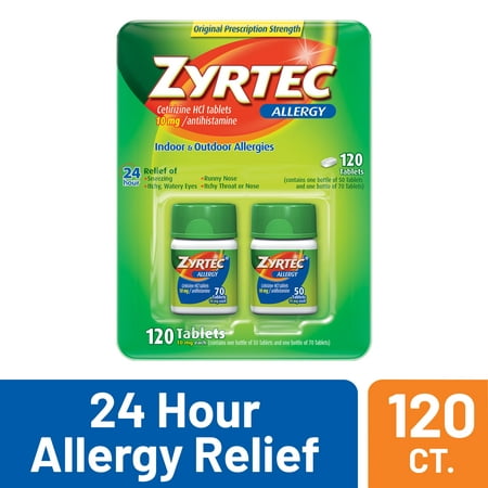 product image of Zyrtec 24 Hour Allergy Relief Tablets with 10mg Cetirizine HCl, 120 ct