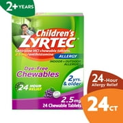 Zyrtec 24 Hour Children's Allergy Chews, 2+ yrs, 2.5 mg Grape, 24 Ct