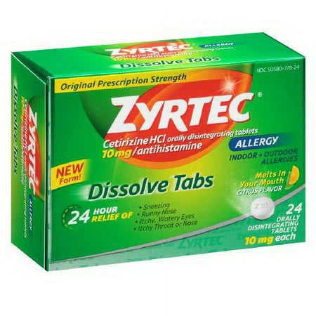 Zyrtec Allergy 10Mg Dissolve Tablets, Citrus - 24 Ea, 3 Pack