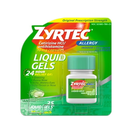 Zyrtec 24 Hour Allergy Relief Antihistamine Capsules, 25 count