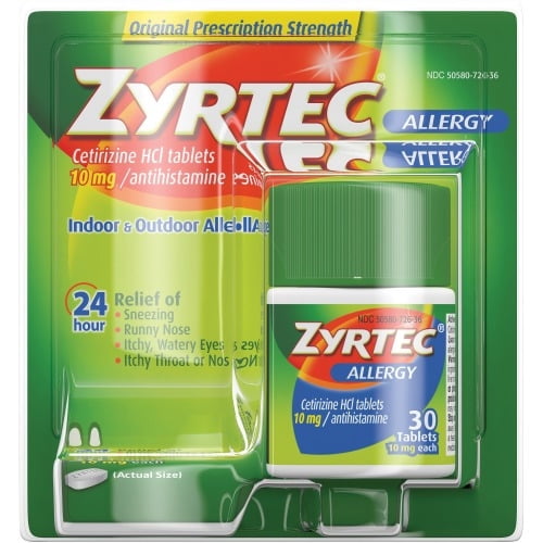 Zyrtec AllergyTablets For Runny Nose, Sneezing, Itchy Throat 30 / Box