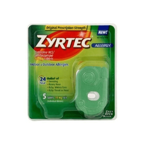 Zyrtec Cetirizine Antihistamine Relief Indoor & Outdoor Allergies, 5ct