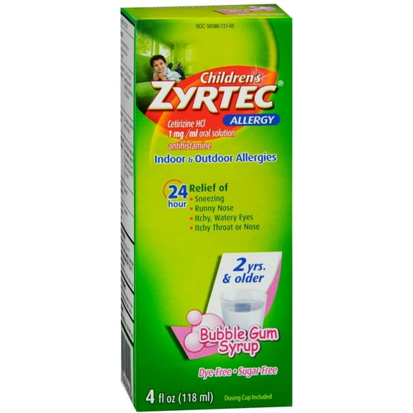 Zyrtec Children's Allergy Bubble Gum Syrup 4 oz (Pack of 2)