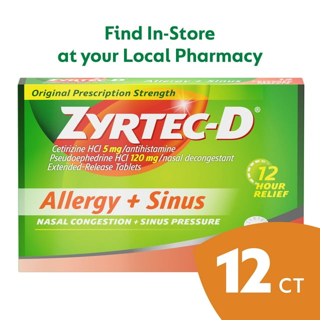 Zyrtec D 12 Hour Allergy Relief Nasal Decongestant Tablets 12 Ct Zyrtec D 12 Hour Allergy Relief Nasal Decongestant Tablets 12 Ct
