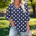 thumbnail image 1 of Zysthvn 3/4 Sleeve Casual Tops for Women Summer Tunic Plus Size Polka Dot Womens Tshirts V-Neck Loose Fit Breathable, 1 of 6