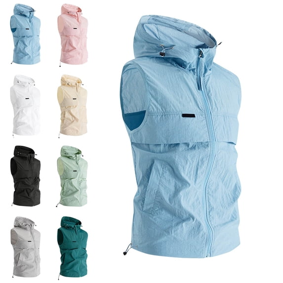 Zysthvn Athletic Mens Jackets Casual Vest Fall Hooded Lightweight Mens Outerwear Button with Pockets Solid Plus Size