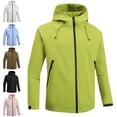 thumbnail image 1 of Zysthvn Athletic Outdoor Jackets for Men Lightweight Fall Rain Mens Coats Hooded Hiking Full Zip Solid with Pockets, 1 of 5