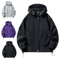 thumbnail image 1 of Zysthvn Athletic Outdoor Jackets for Men Winter Rain Lightweight Mens Sport Coat Hiking Hooded Solid Full Zip with Pockets, 1 of 3