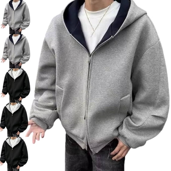 Zysthvn Big and Tall Mens Jackets and Coats Casual Lightweight Fall Full Zip Mens Outerwear with Pockets Long Sleeve Solid