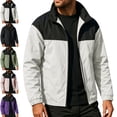 thumbnail image 1 of Zysthvn Casual Mens Jacket Full Zip Lightweight Fall Outdoor Mens Coats with Pockets Long Sleeve Color Block Stand Collar, 1 of 8
