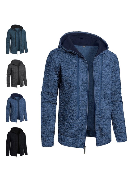 Casual Mens Jackets with Hoods Fall Full Zip Lightweight Mens Outerwear with Pockets Long Sleeve Solid