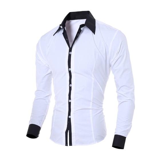 Zysthvn Casual Mens Tops Long Sleeve Cotton Fall Dress Mens T Shirts Solid Button Down Collared Lightweight Tops