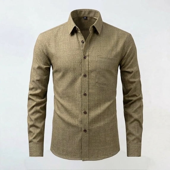 Zysthvn Casual Shirts for Men Long Sleeve Summer Dress Tshirts Shirts for Men Turn Down Collar Solid Lightweight with Pockets Button Tops