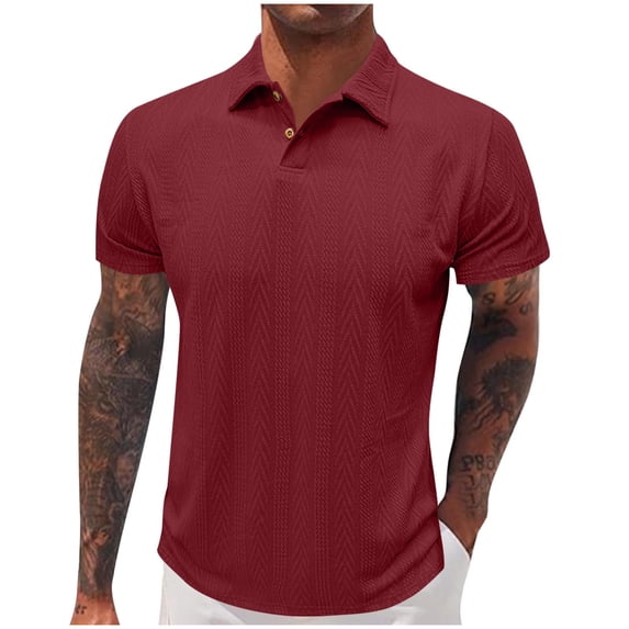 Zysthvn Casual Short Sleeve Shirts for Men Golf Polo Summer Work T Shirts for Men Solid Turn Down Collar Tops
