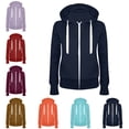 thumbnail image 1 of Zysthvn Casual Women's Hoodie Fleece Drawstring Winter Zip front Sweatshirts Women Warm Lightweight with Pockets Solid Long Sleeve Tops, 1 of 6