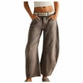 thumbnail image 1 of Zysthvn Casual Work Jeans for Women Denim Low Rise Wide Leg Trousers for Women Pants Loose Solid Vintage with Pockets Button Pants, 1 of 4
