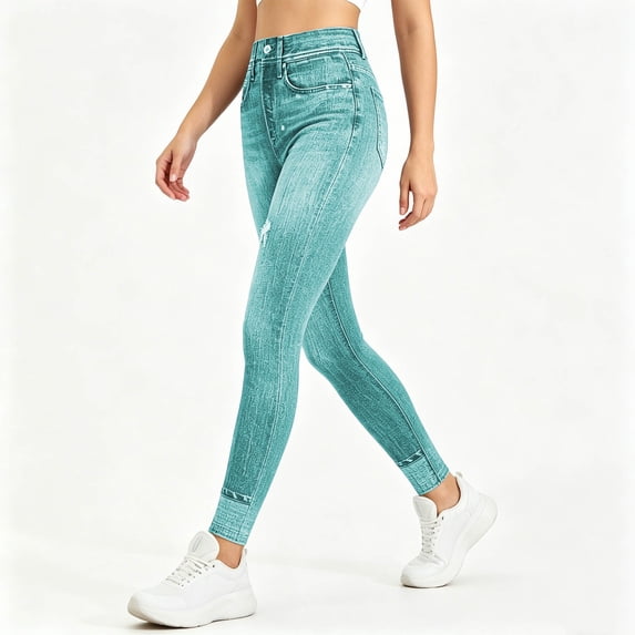 Zysthvn Casual Work Jeans for Women Skinny Trousers for Women High Waisted Solid Button Slim Fit with Pockets Pants