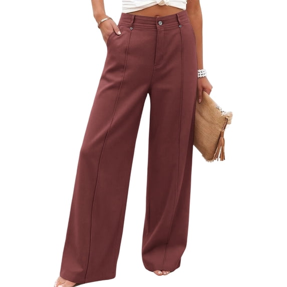 Zysthvn Cotton Blend Womens Jeans Wide Leg Low Rise Casual Women Trouser Pants with Pockets Solid Button Comfy Loose Pants