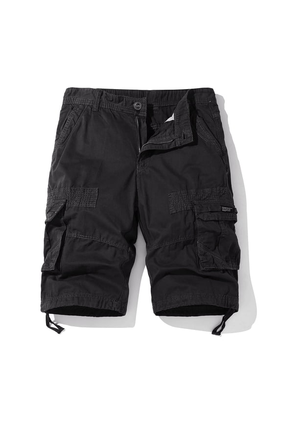 Cotton Mens Shorts Summer Athletic Hiking Bermuda Men Shorts Casual Solid Comfortable Multiple Pockets Elastic Waist Zipper