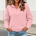 thumbnail image 1 of Zysthvn Cropped Sweatshirt for Women Pullover Half Zip Winter Casual Womens Sweatshirts Long Sleeve Stand Collar with Pockets Solid Tops, 1 of 9