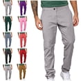 thumbnail image 1 of Zysthvn Fall Casual Pants for Men Straight Leg Business Mens Trousers Solid Breathable Button with Pockets Zipper Pants, Red M, 1 of 6