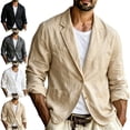 thumbnail image 1 of Zysthvn Fall Mens Jackets Lightweight Casual Cotton linen Suit Mens Coats Plus Size with Pockets Solid Lapel Long Sleeve, 1 of 7