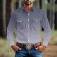 thumbnail image 1 of Zysthvn Gradient Summer Shirt Men Casual Cotton Long Sleeve Mens Tees with Pockets Button Vintage Turn Down Collar Lightweight Tops, 1 of 8