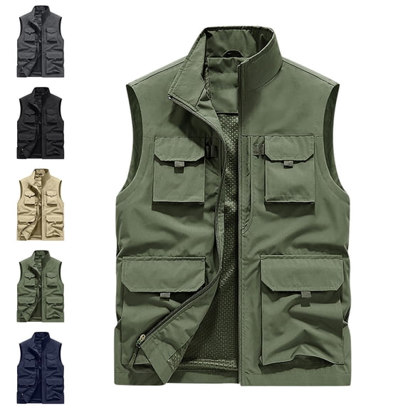 Zysthvn Lightweight Jacket Men Outdoor Winter Athletic Cargo Mens Coats Stand Collar Solid Long Sleeve with Pockets Plus Size