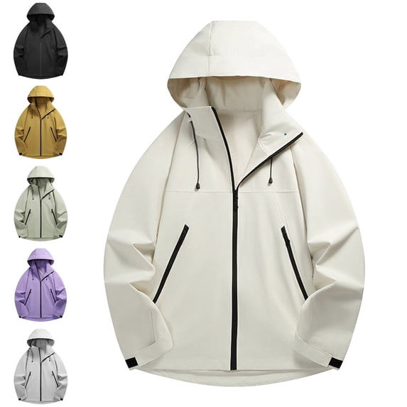 Zysthvn Lightweight Jackets for Men for Winter Athletic Rain Outdoor Fall Mens Sport Coat Full Zip Hooded Solid Hiking with Pockets