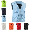 thumbnail image 1 of Zysthvn Lightweight Mens Jackets Casual Half Zip Cargo Fall Vest Jackets for Men Outdoor V-Neck with Pockets Solid Vests, White S, 1 of 9