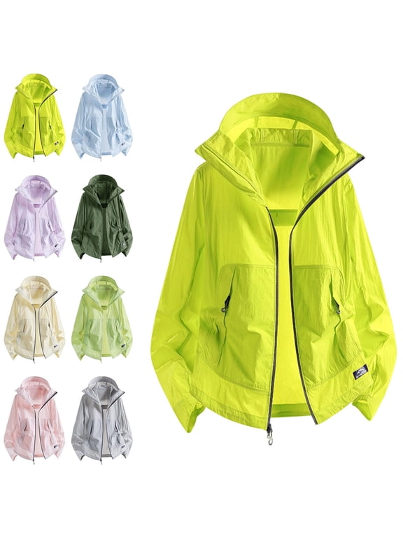 Lightweight Mens Jackets Hooded Fall Outdoor Casual Mens Coats Full Zip with Pockets Sun Protection Hiking Solid