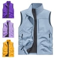 thumbnail image 1 of Zysthvn Lightweight Mens Vest Jacket Winter Full Zip Outdoor Athletic Jackets for Men Big and Tall with Pockets Solid Stand Collar Quick Dry Jackets, Yellow XXL, 1 of 5